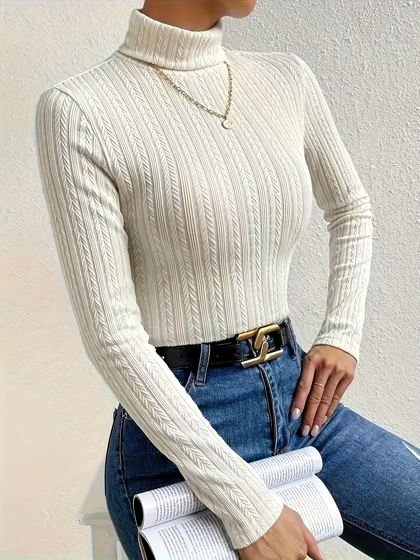 Elegantes Rollkragen-Longsleeve für Damen – Herbst- und Wintermode