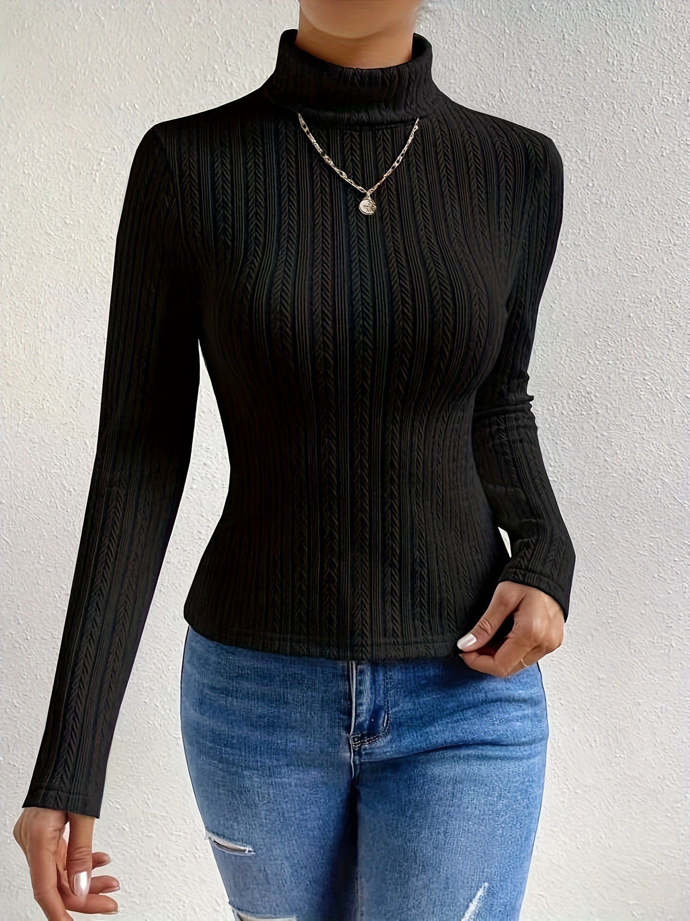 Elegantes Rollkragen-Longsleeve für Damen – Herbst- und Wintermode