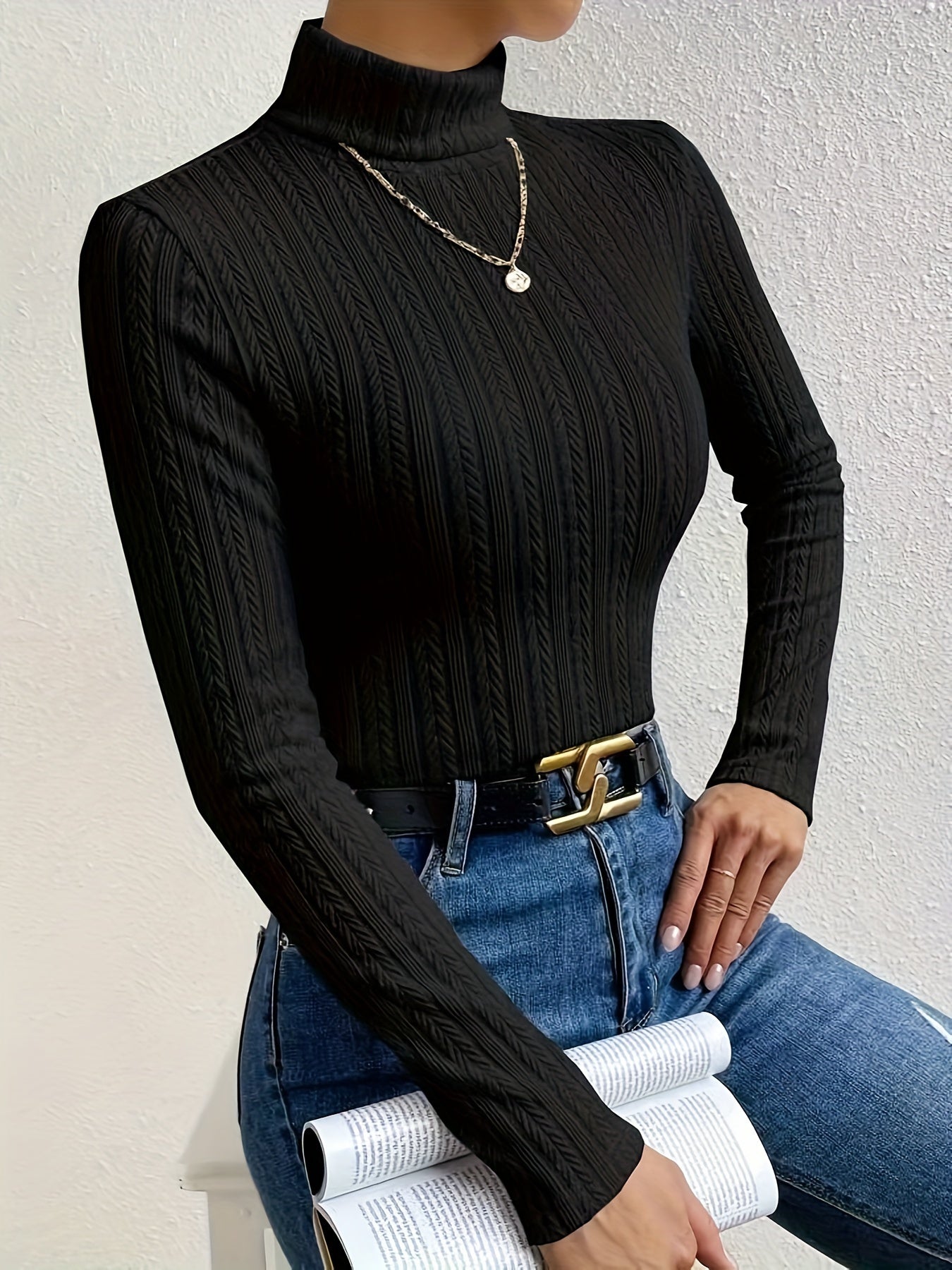 Elegantes Rollkragen-Longsleeve für Damen – Herbst- und Wintermode