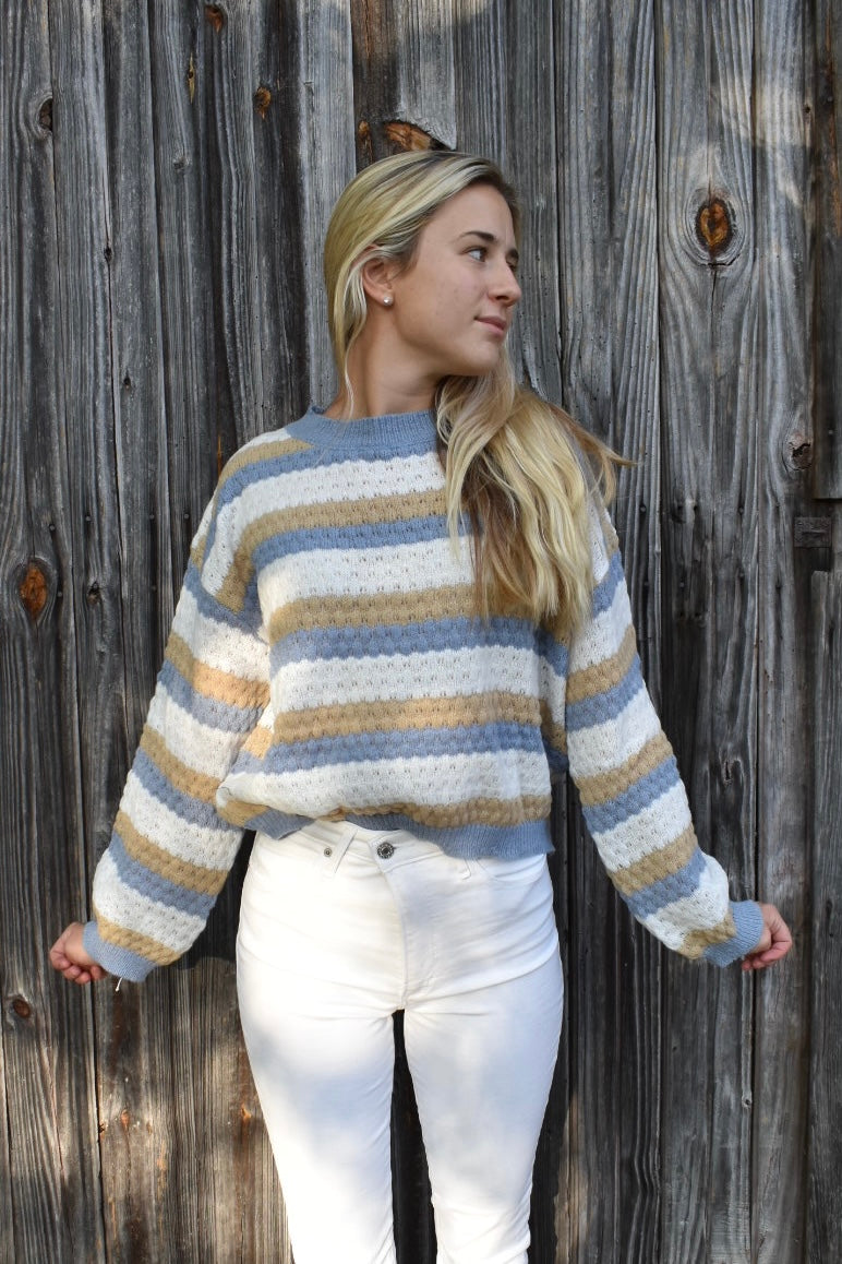 Lässiger Damenpullover mit bequemem Oversize-Schnitt und Streifen-Design