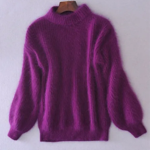 Bequemer Einfarbiger Pullover mit Vintage-Charme