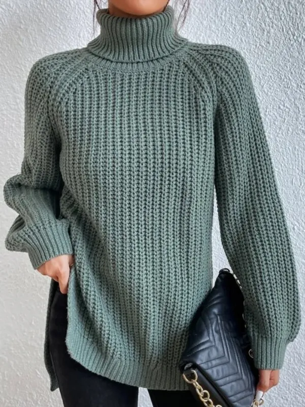 Rollkragenpullover für Damen – Stilvolles Design mit praktischem Seitenschlitz