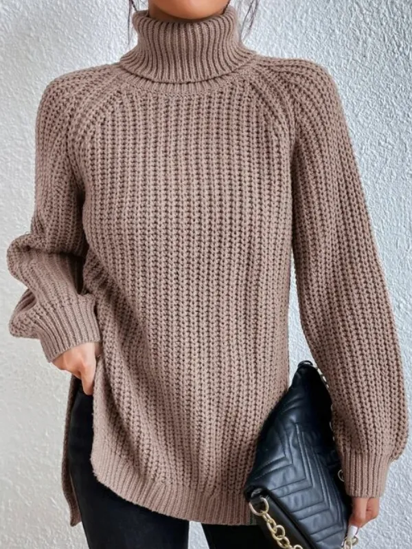 Rollkragenpullover für Damen – Stilvolles Design mit praktischem Seitenschlitz