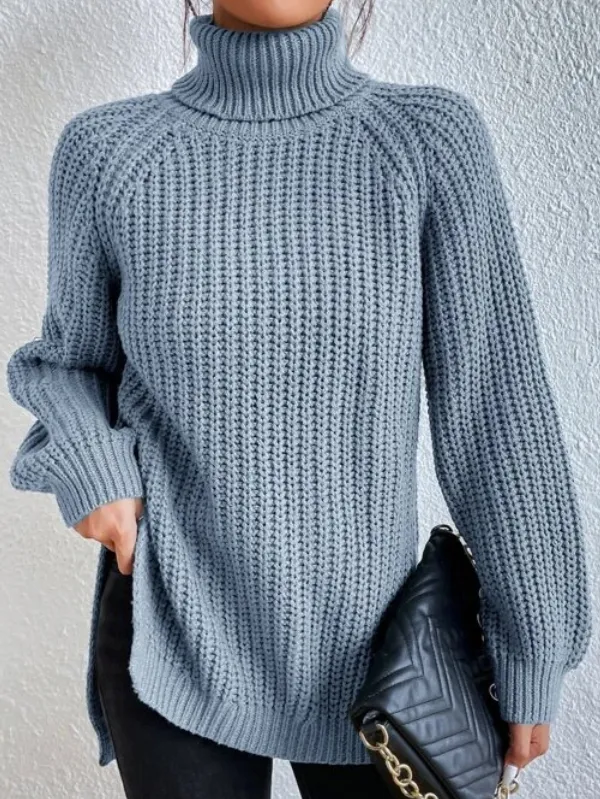 Rollkragenpullover für Damen – Stilvolles Design mit praktischem Seitenschlitz