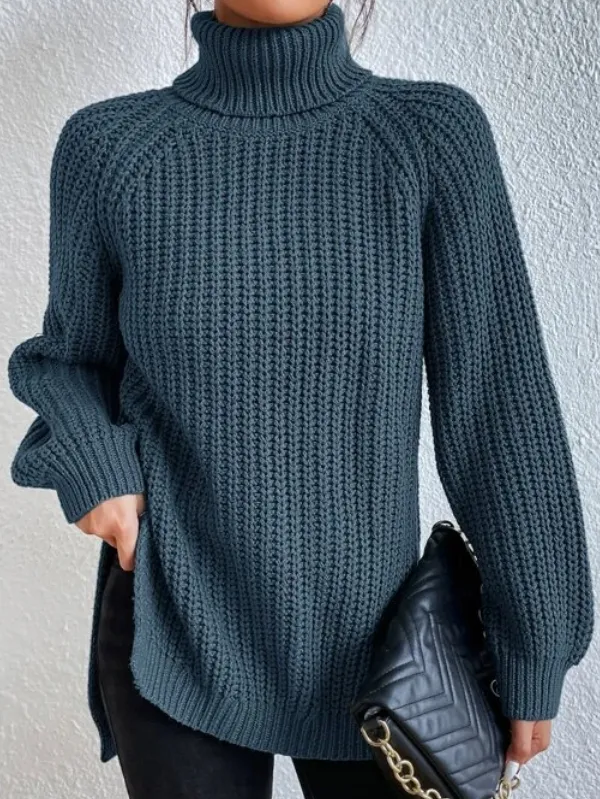 Rollkragenpullover für Damen – Stilvolles Design mit praktischem Seitenschlitz