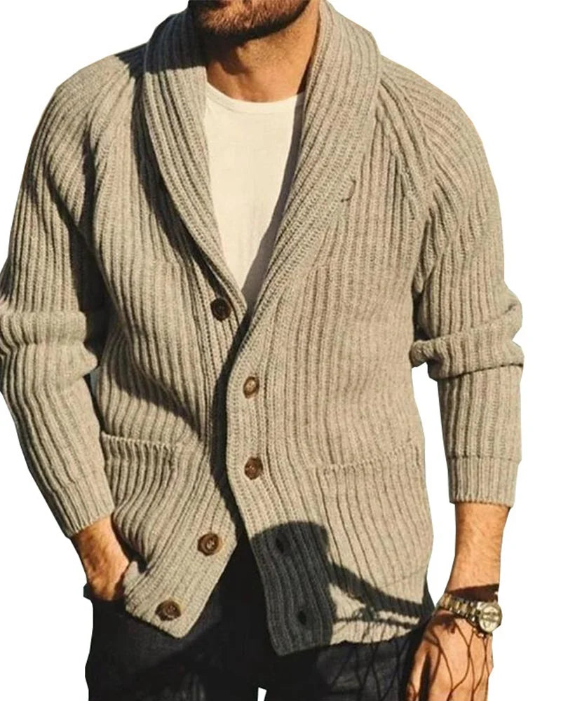 Eleganter Herren Strickpullover mit Langarm und Revers