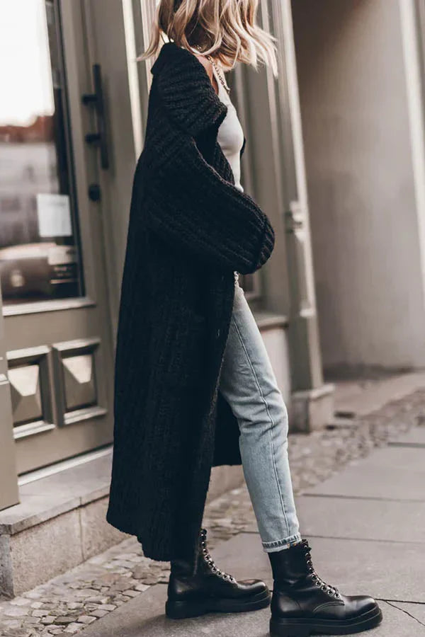 Kuscheliger Oversize-Cardigan mit Grobstrick und Taschen – Midi-Länge