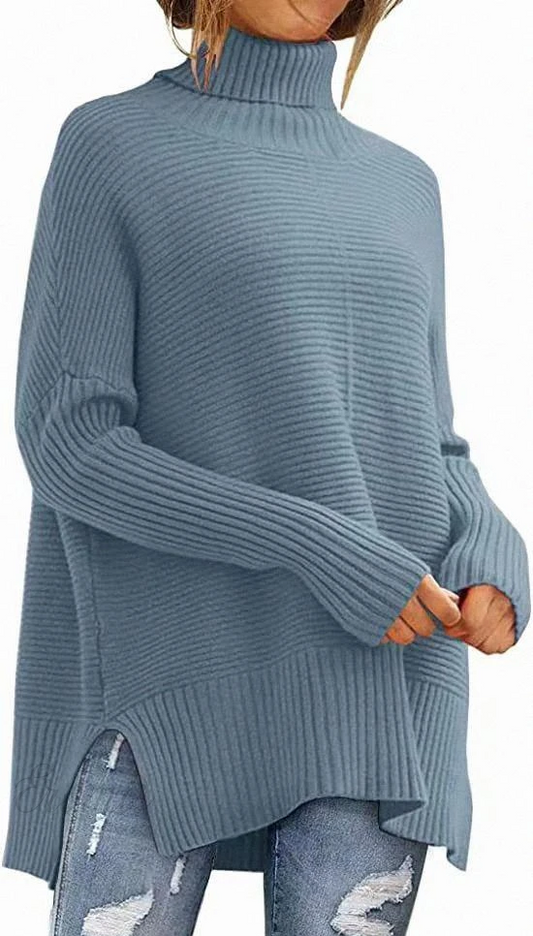 Modischer Pullover mit hohem Kragen und Fledermausärmeln für einen lässigen Look